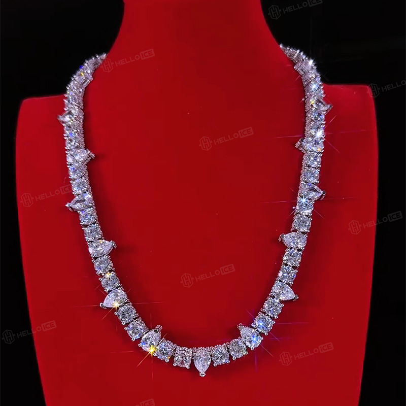 7mm Iced Out Round & Pear Cut Pave Tennis Chain