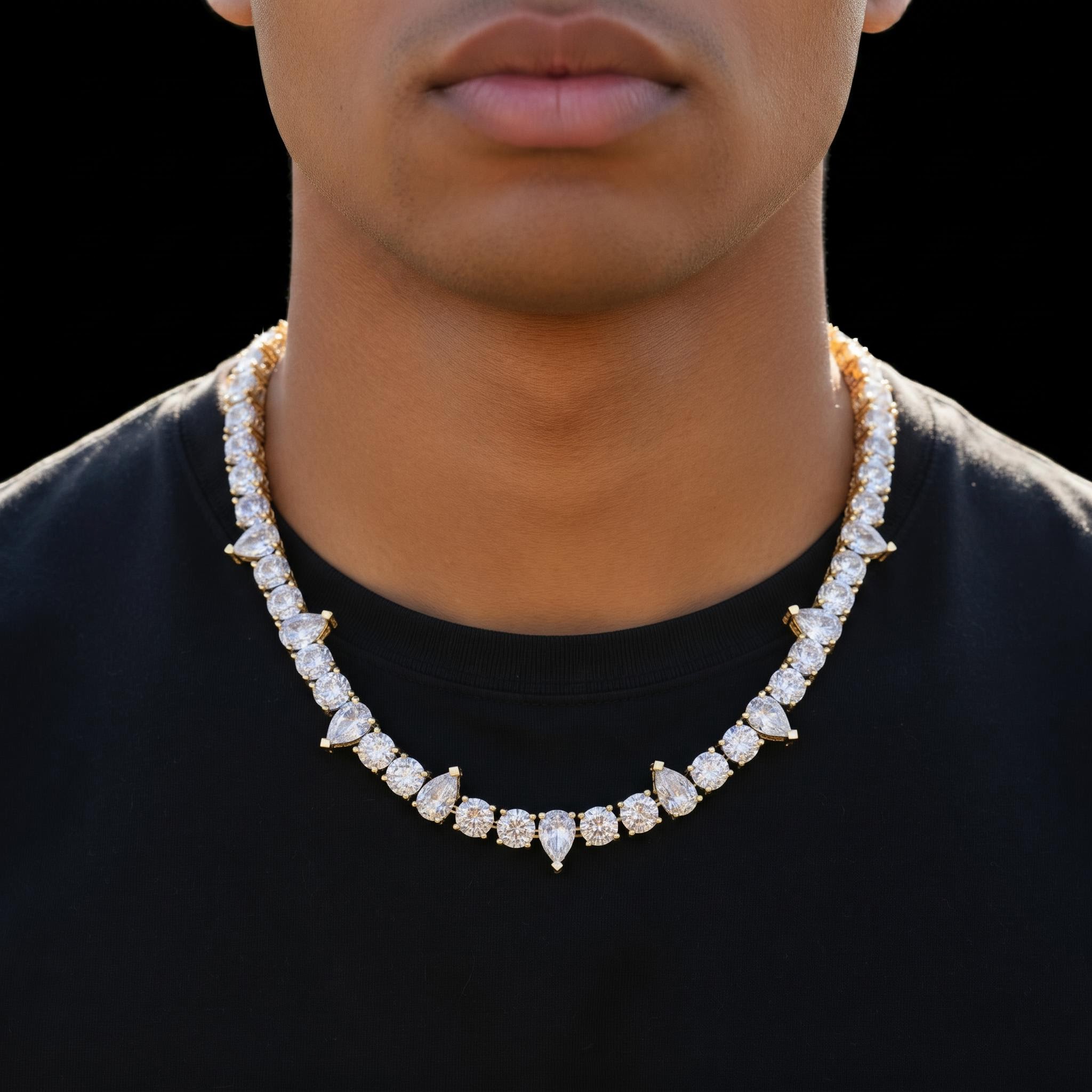 10mm Iced Out Round & Pear Cut Pave Tennis Chain