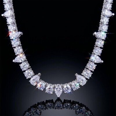 10mm Iced Out Round & Pear Cut Pave Tennis Chain