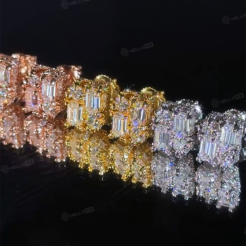 Baguette & Round Diamond Claw Stud Earrings Baguette & Round Diamond Claw Stud Earrings