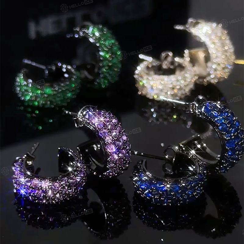 Iced Out Inverted Setting Earrings