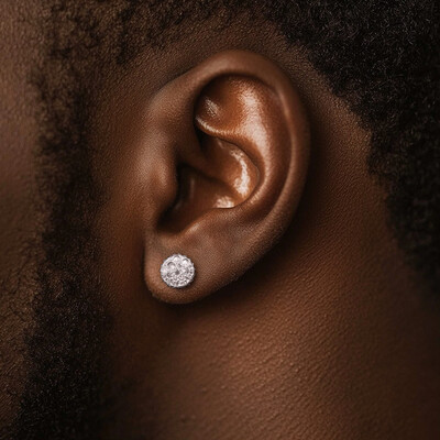 Iced Out Inverted Setting Stud Earrings