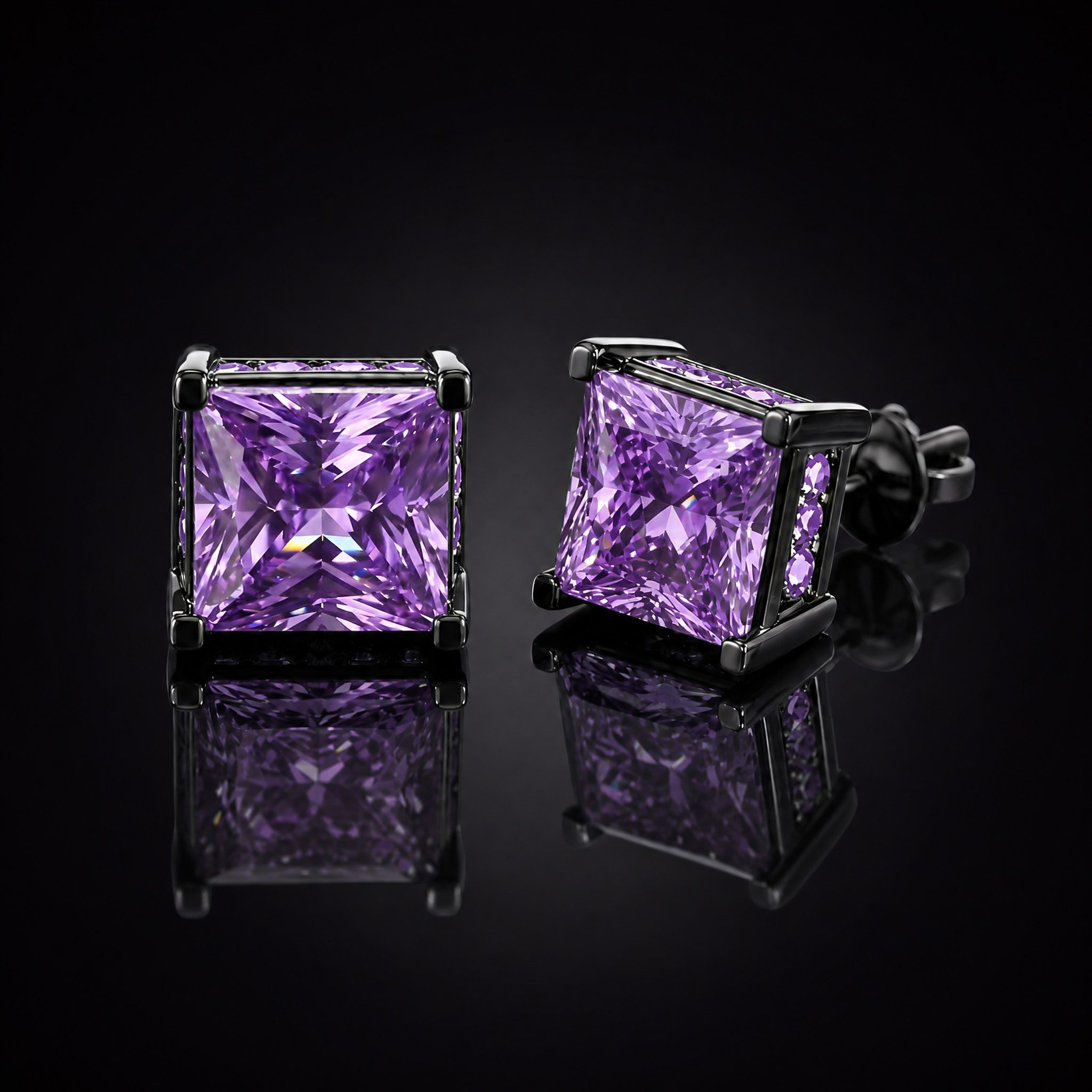 Princess Cut Stud Earrings