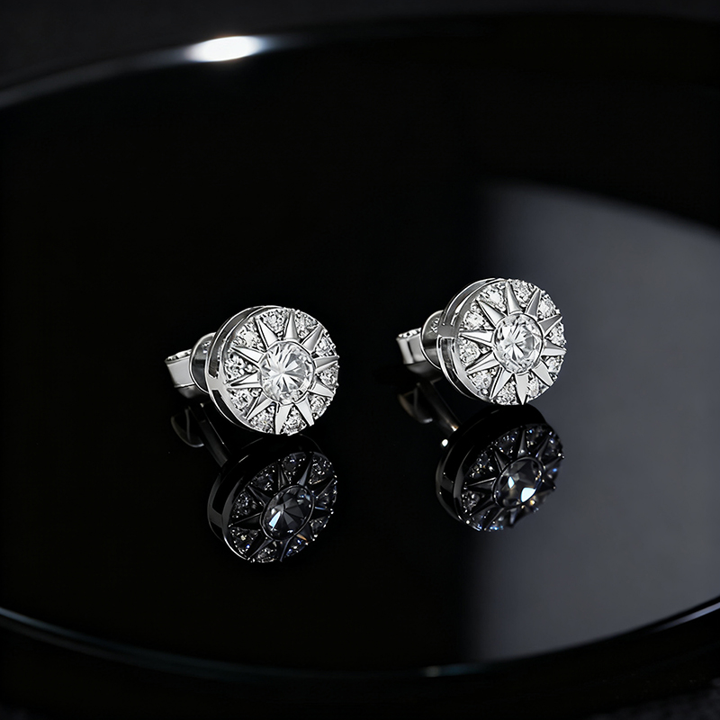 925S & VVS Moissanite Sunflower Earrings