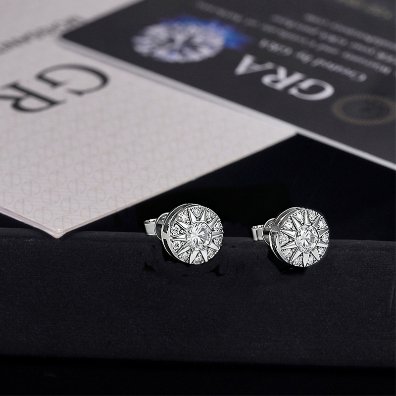 925S & VVS Moissanite Sunflower Earrings