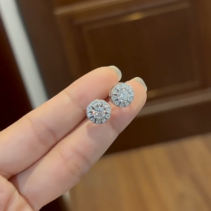 925S & VVS Moissanite Sunflower Earrings