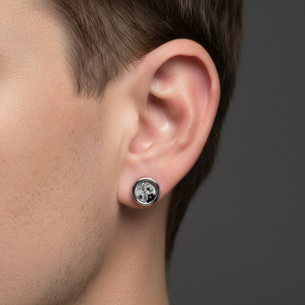 Yinyang Diagram Dancing Diamonds Stud Earrings