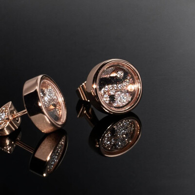 Yinyang Diagram Dancing Diamonds Stud Earrings