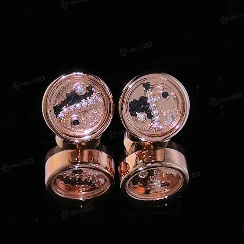 Yinyang Diagram Dancing Diamonds Stud Earrings