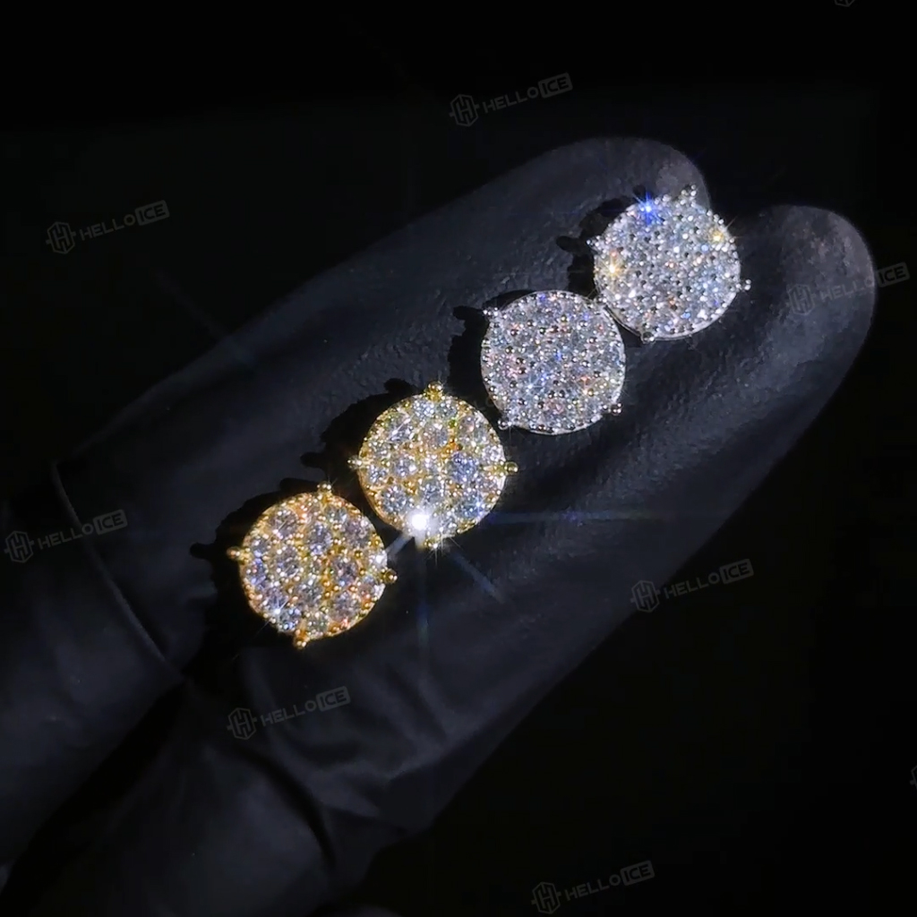 925S & VVS Moissanite Round Cut Full Paved Stud Earrings 925S & VVS Moissanite Round Cut Full Paved Stud Earrings