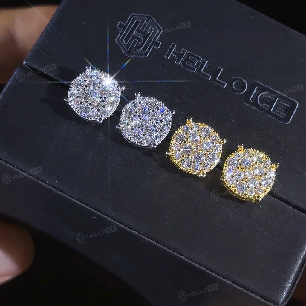 925S & VVS Moissanite Round Cut Full Paved Stud Earrings 925S & VVS Moissanite Round Cut Full Paved Stud Earrings