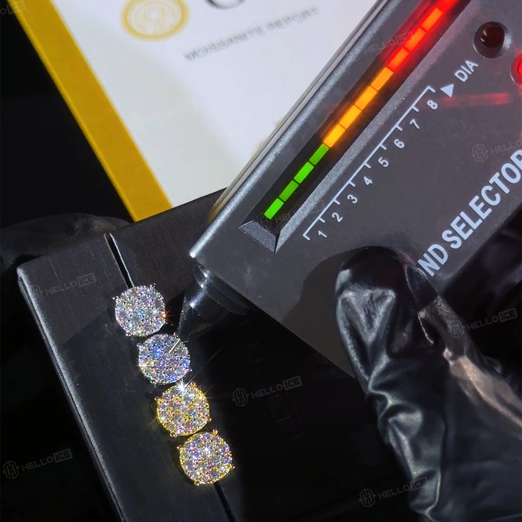 925S & VVS Moissanite Round Cut Full Paved Stud Earrings 925S & VVS Moissanite Round Cut Full Paved Stud Earrings