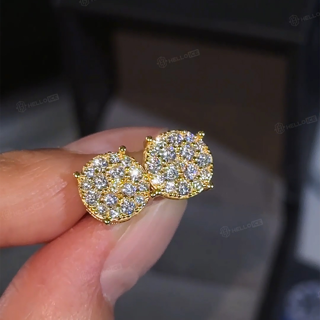 925S & VVS Moissanite Round Cut Full Paved Stud Earrings 925S & VVS Moissanite Round Cut Full Paved Stud Earrings