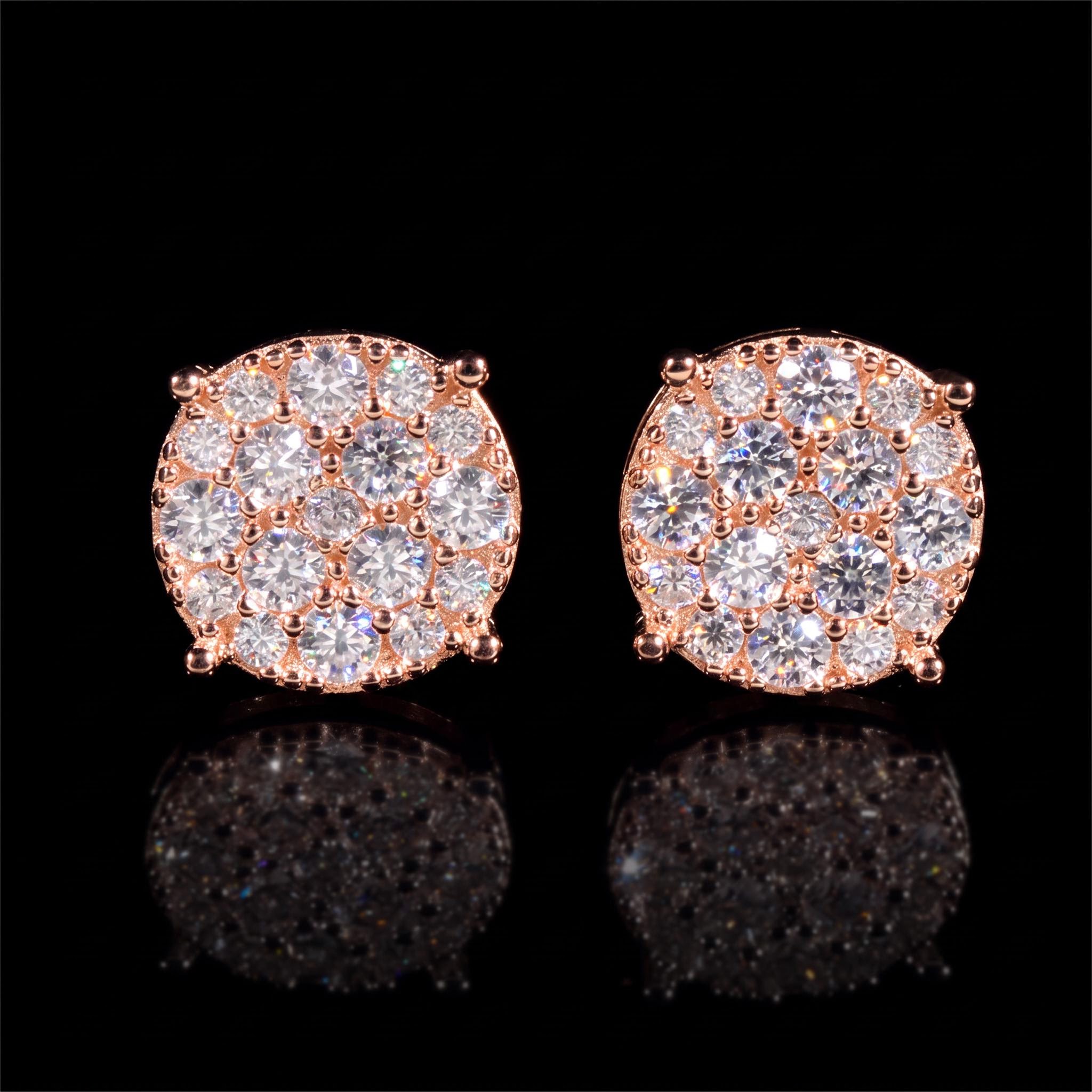 925 Silver & VVS1 Moissanite Round Cut Full Paved Stud Earrings