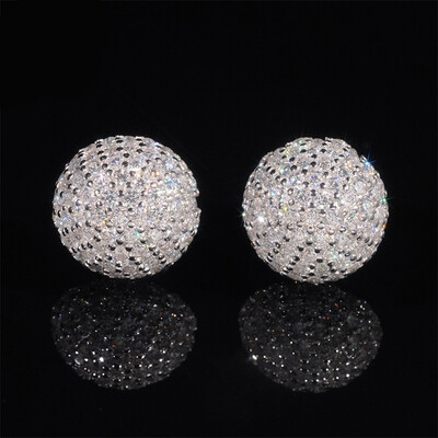 10MM 925S & VVS Moissanite Ball Shape Moissanite Stud Earrings