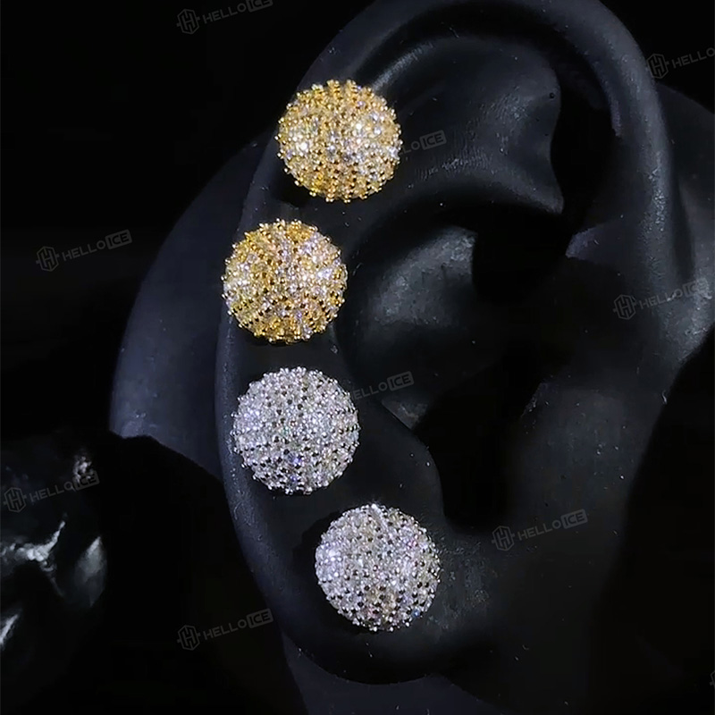 10MM 925S & VVS Moissanite Ball Shape Moissanite Stud Earrings