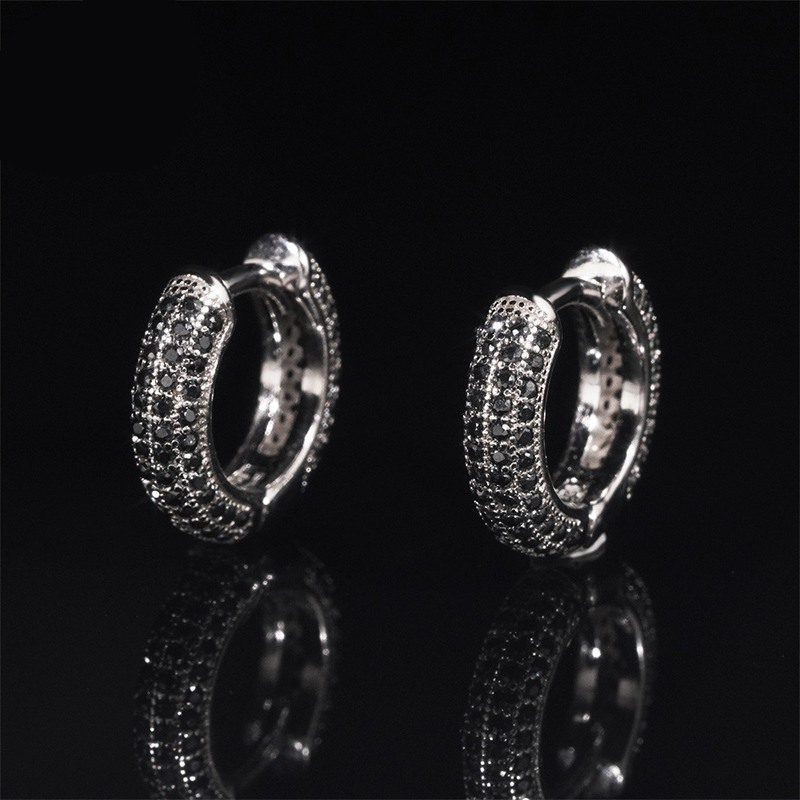 925S & VVS Moissanite Micro Pave Hoop Earrings with 18K White Gold Plated 925S & VVS Moissanite Micro Pave Hoop Earrings with 18K White Gold Plated