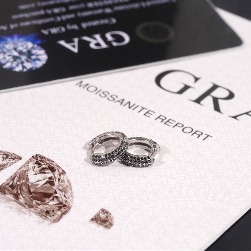 925S & VVS Moissanite Micro Pave Hoop Earrings with 18K White Gold Plated 925S & VVS Moissanite Micro Pave Hoop Earrings with 18K White Gold Plated
