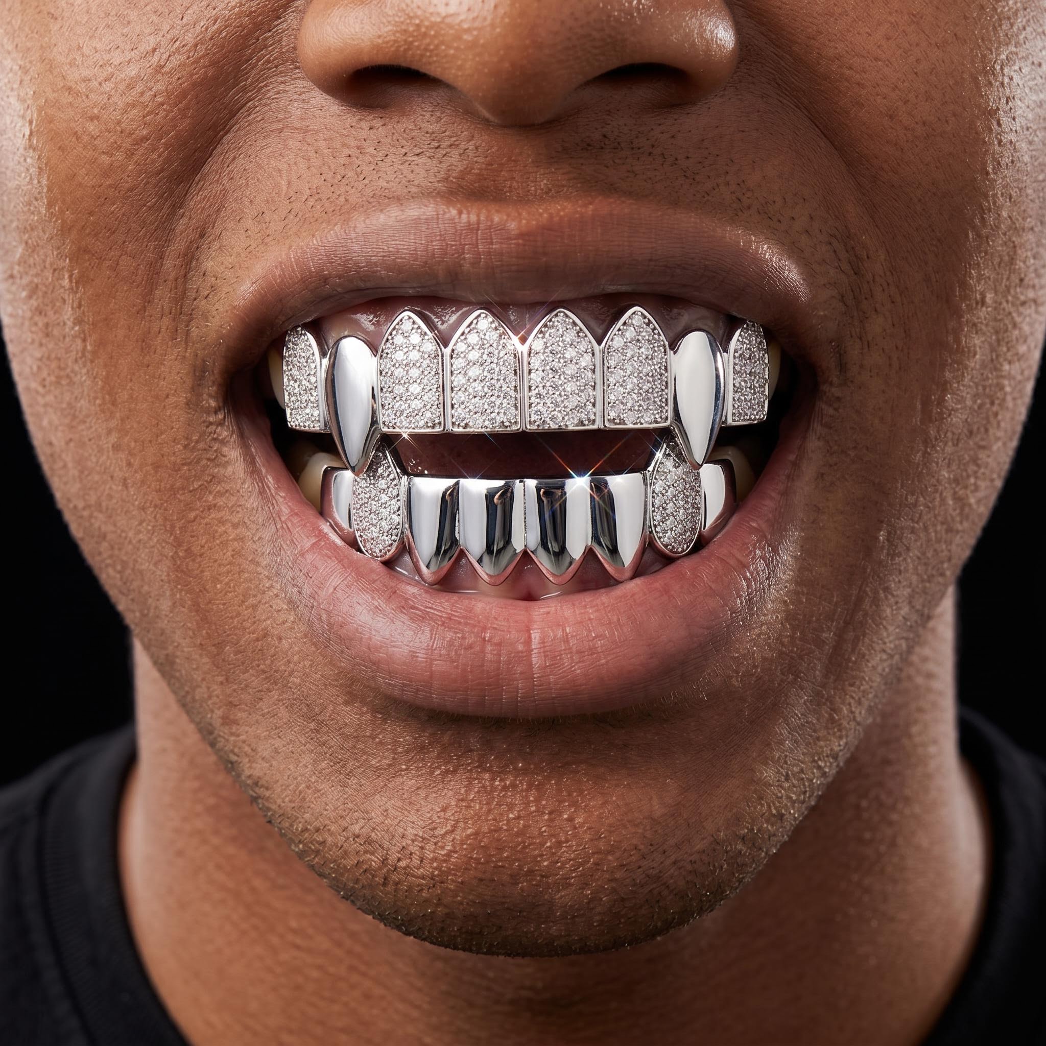 Iced Out Vampire Fang Grillz Set