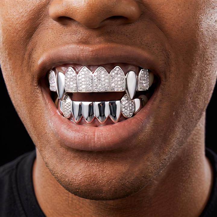 Iced Out Vampire Fang Grillz Set
