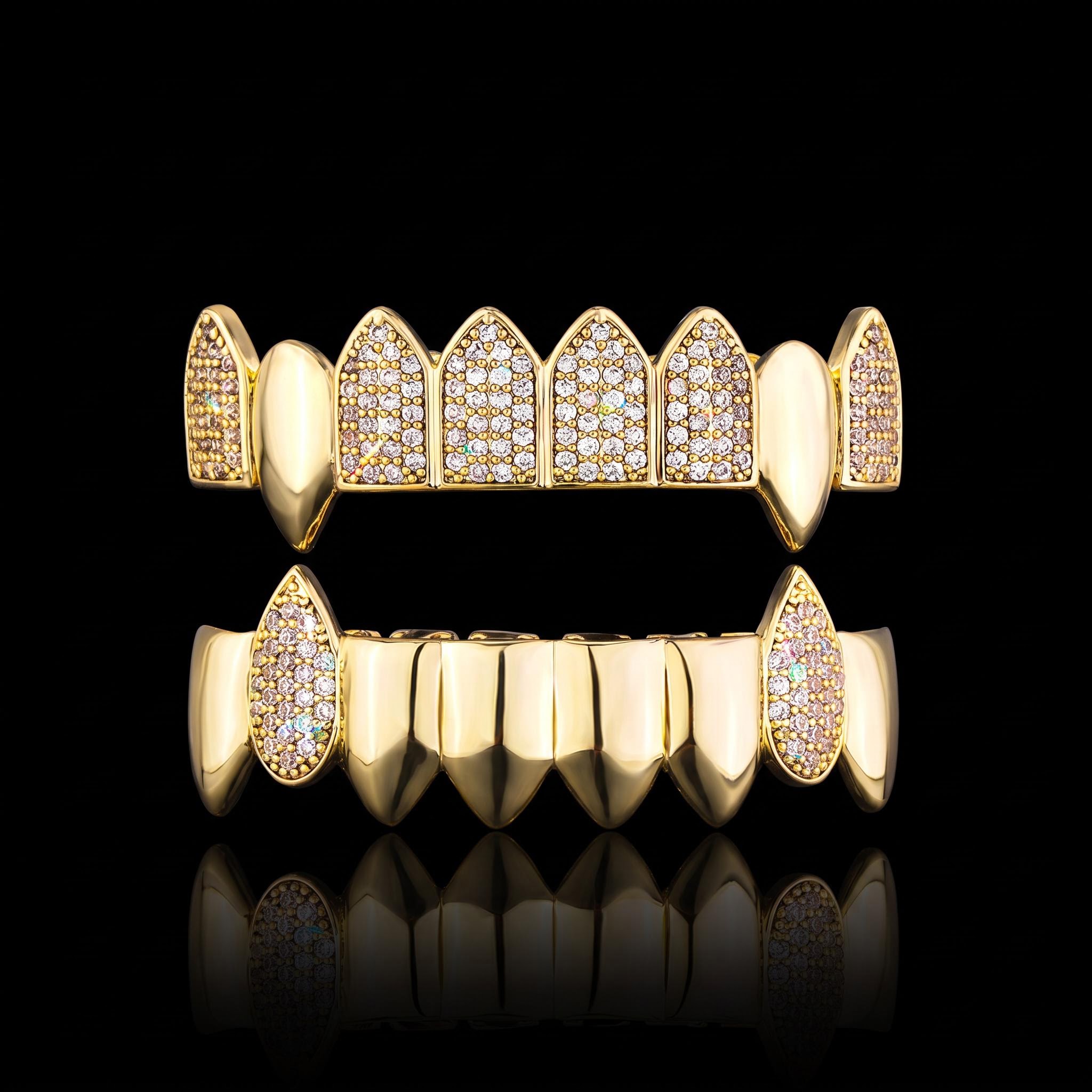Iced Out Vampire Fang Grillz Set Iced Out Vampire Fang Grillz Set