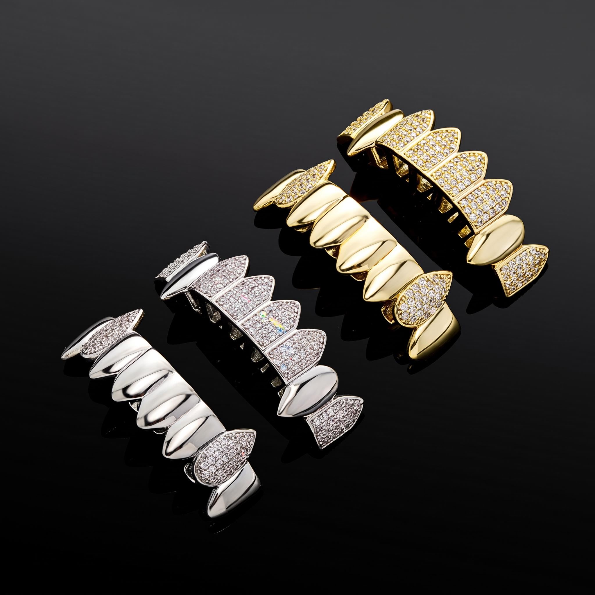 Iced Out Vampire Fang Grillz Set Iced Out Vampire Fang Grillz Set