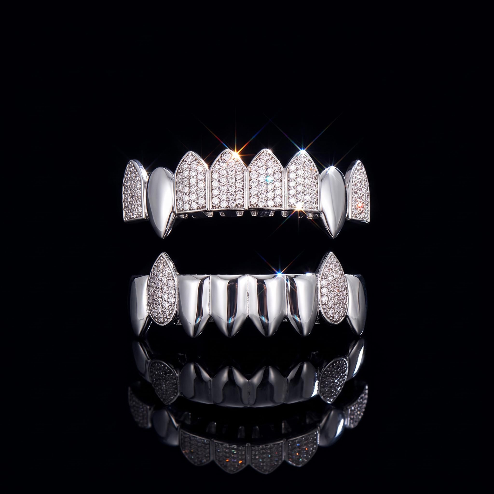 Iced Out Vampire Fang Grillz Set Iced Out Vampire Fang Grillz Set