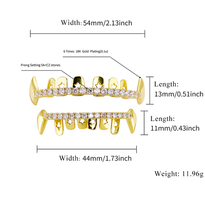 Iced Out Hollow Star Vampire Fang Grillz Set
