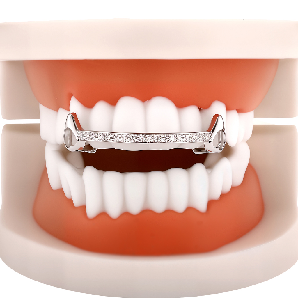 Iced Out One-Line Vampire Fang Grillz