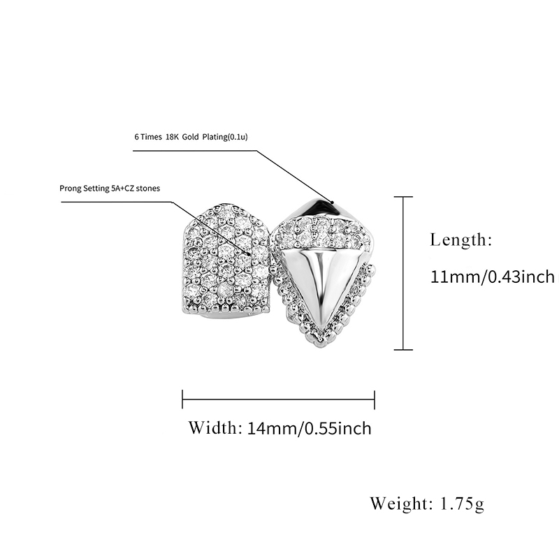 Iced Out V-Shaped Vampire Fangs Double Grillz