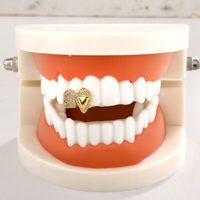 Iced Out V-Shaped Vampire Fangs Double Grillz