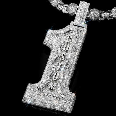 Iced Out Custom Name Baguette Pendant