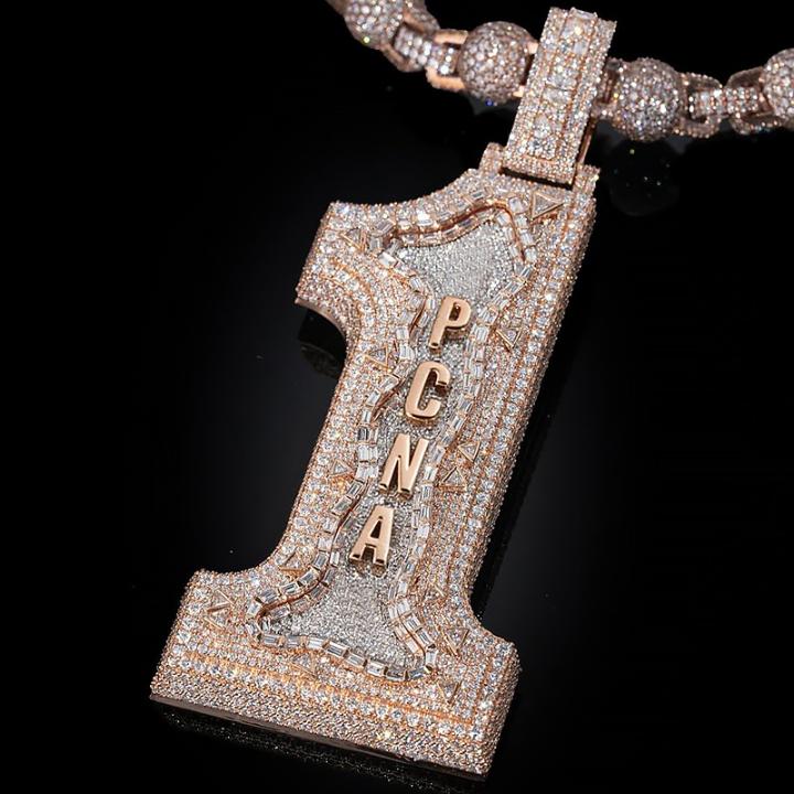 Iced Out Custom Name Baguette Pendant