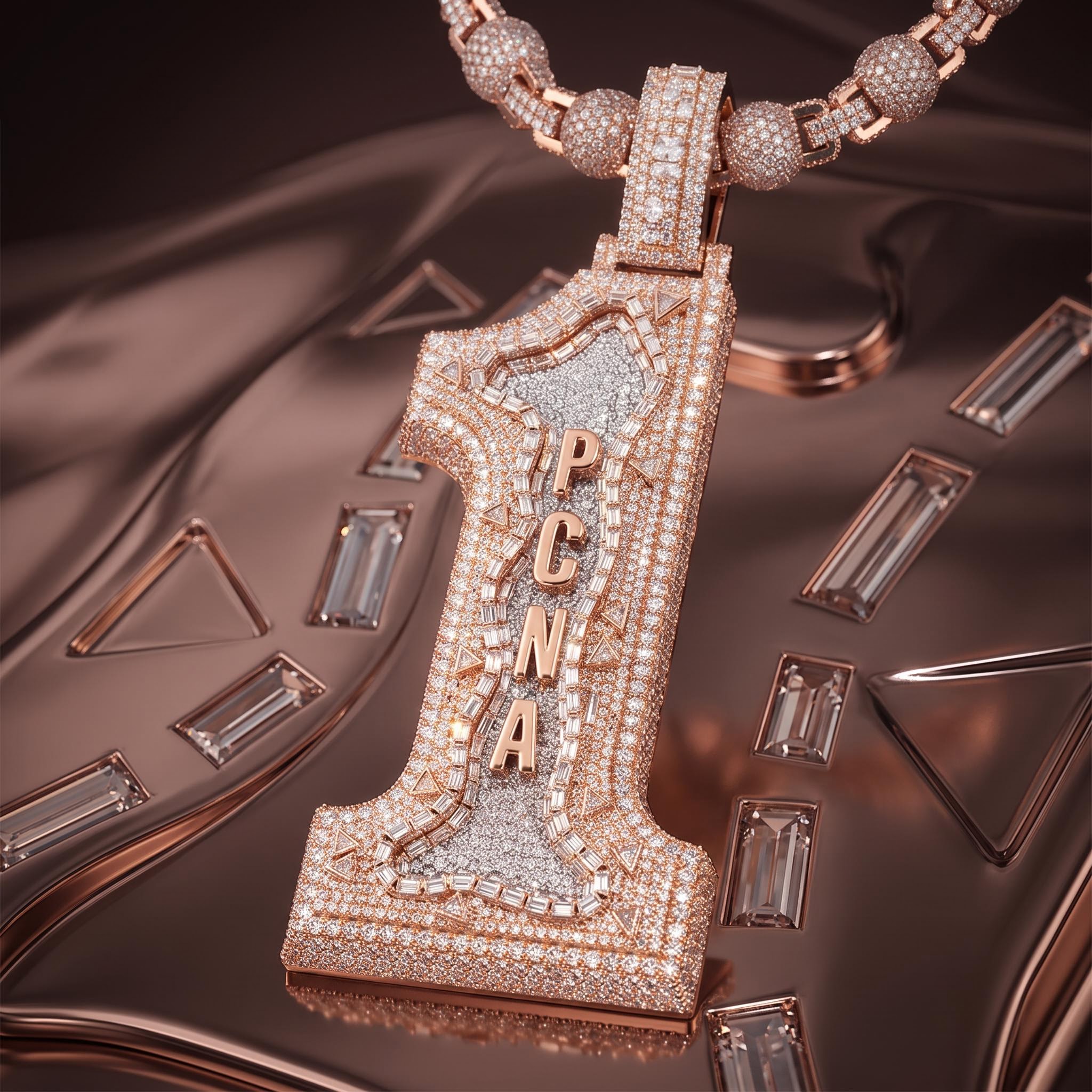 Iced Out Custom Name Baguette Pendant