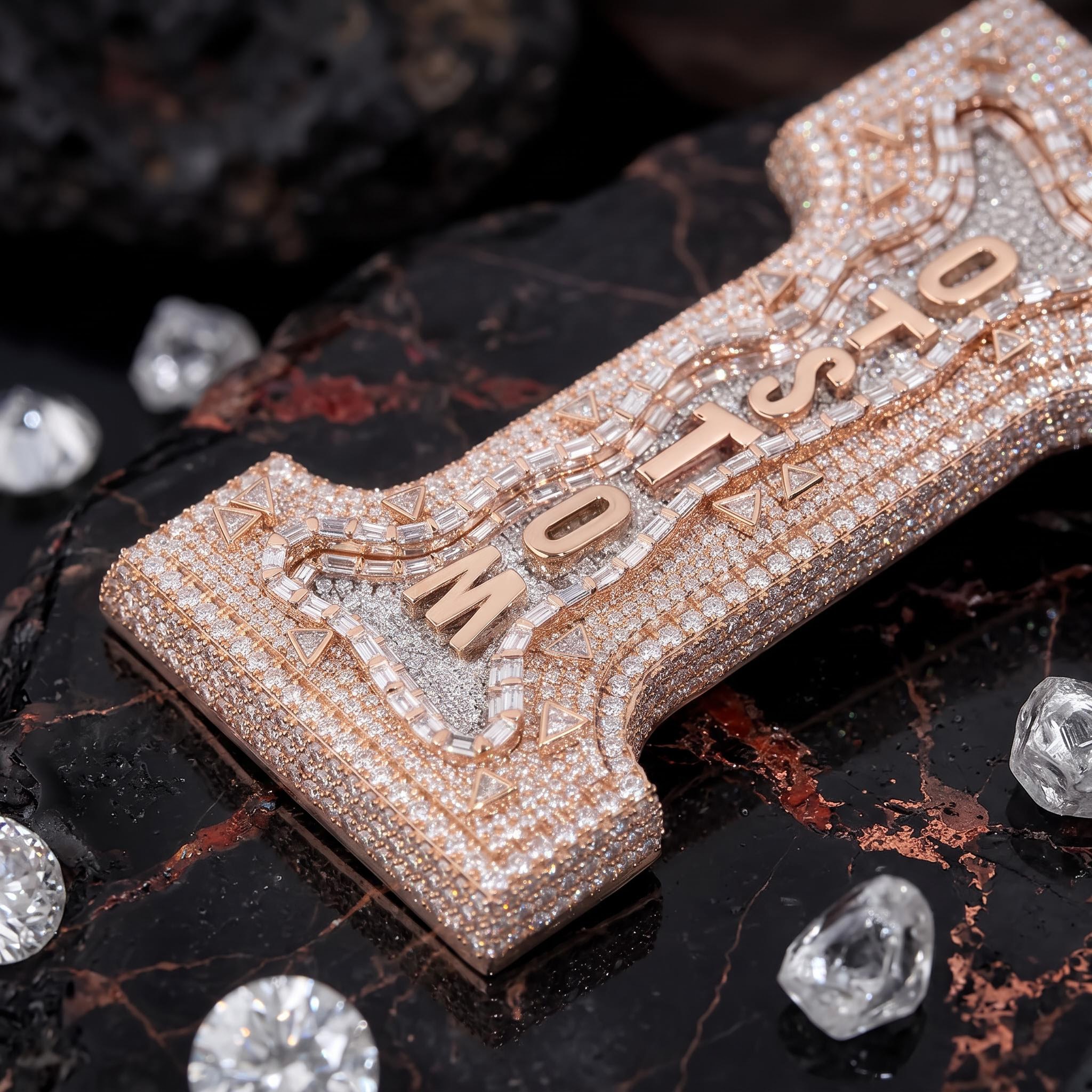 Iced Out Custom Name Baguette Pendant