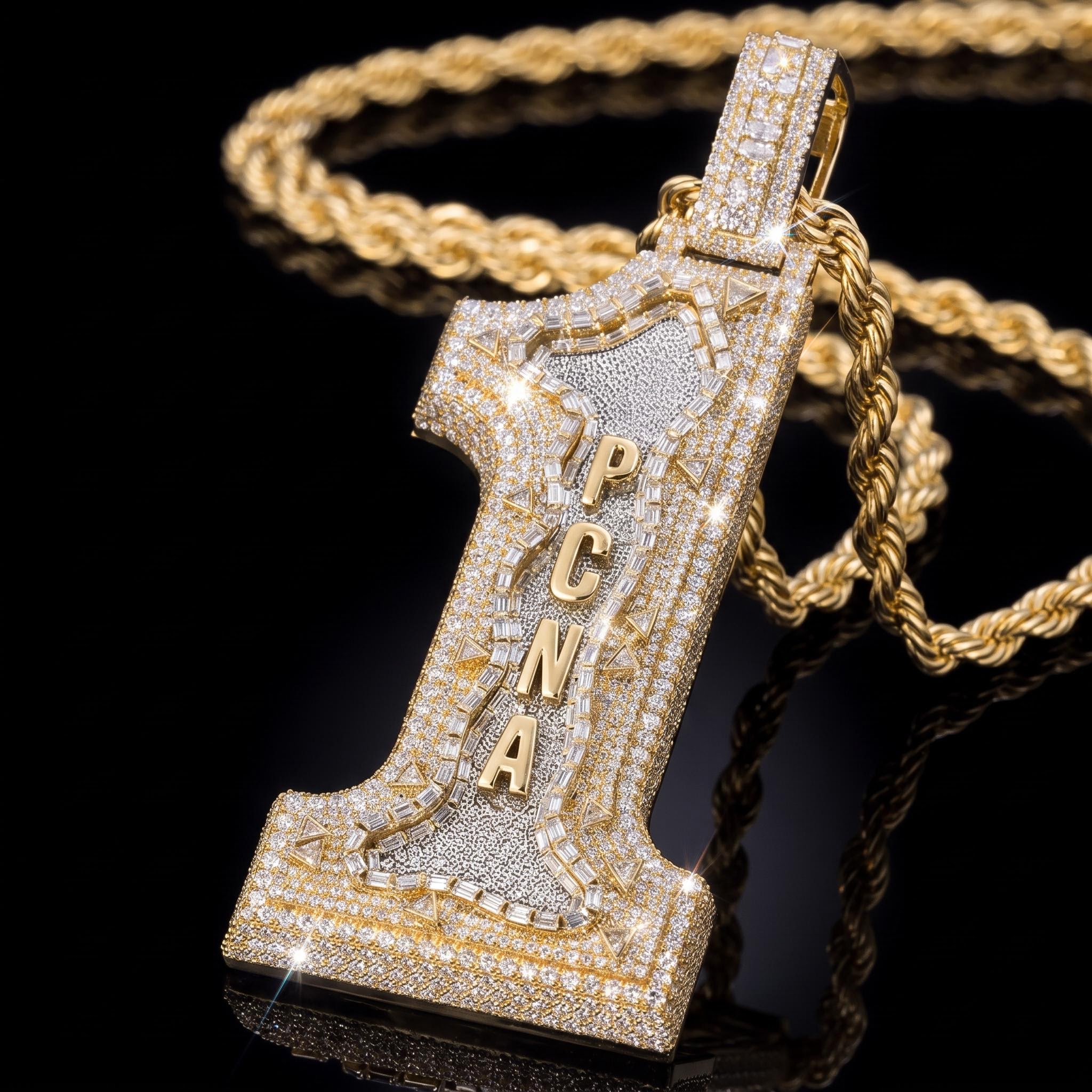 Iced Out Custom Name Baguette Pendant Iced Out Custom Name Baguette Pendant