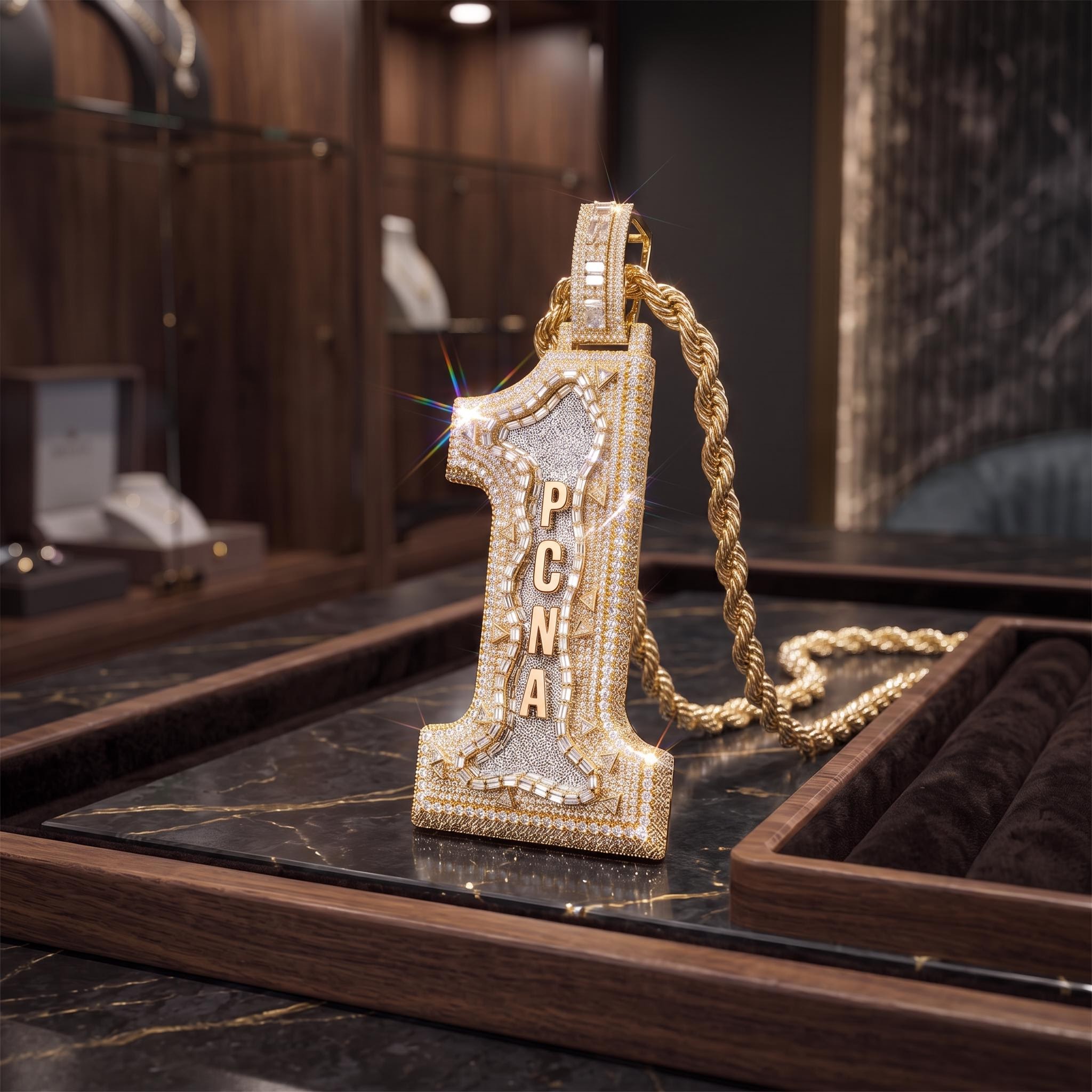 Iced Out Custom Name Baguette Pendant Iced Out Custom Name Baguette Pendant