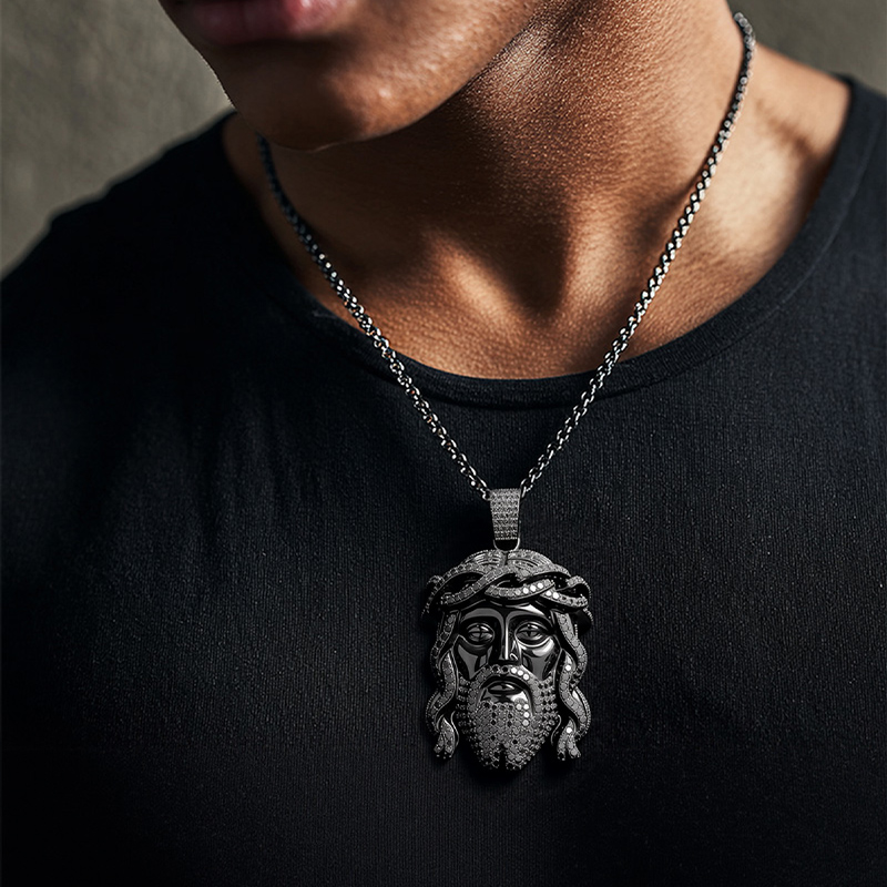 Iced Out Black Jesus Pendant
