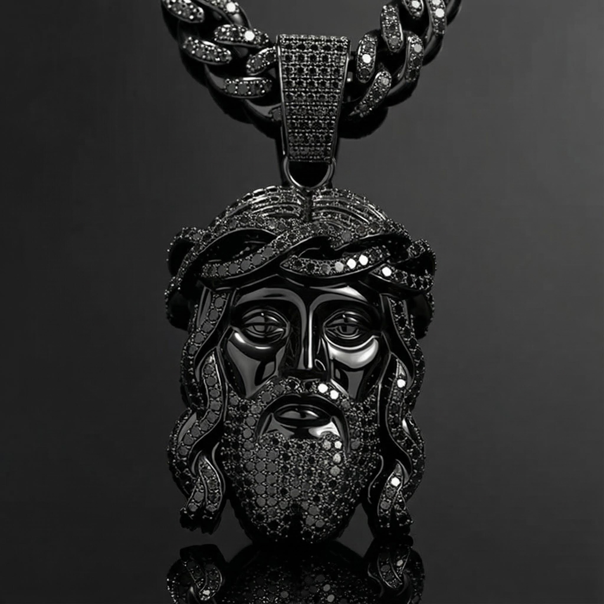 Iced Out Black Jesus Pendant