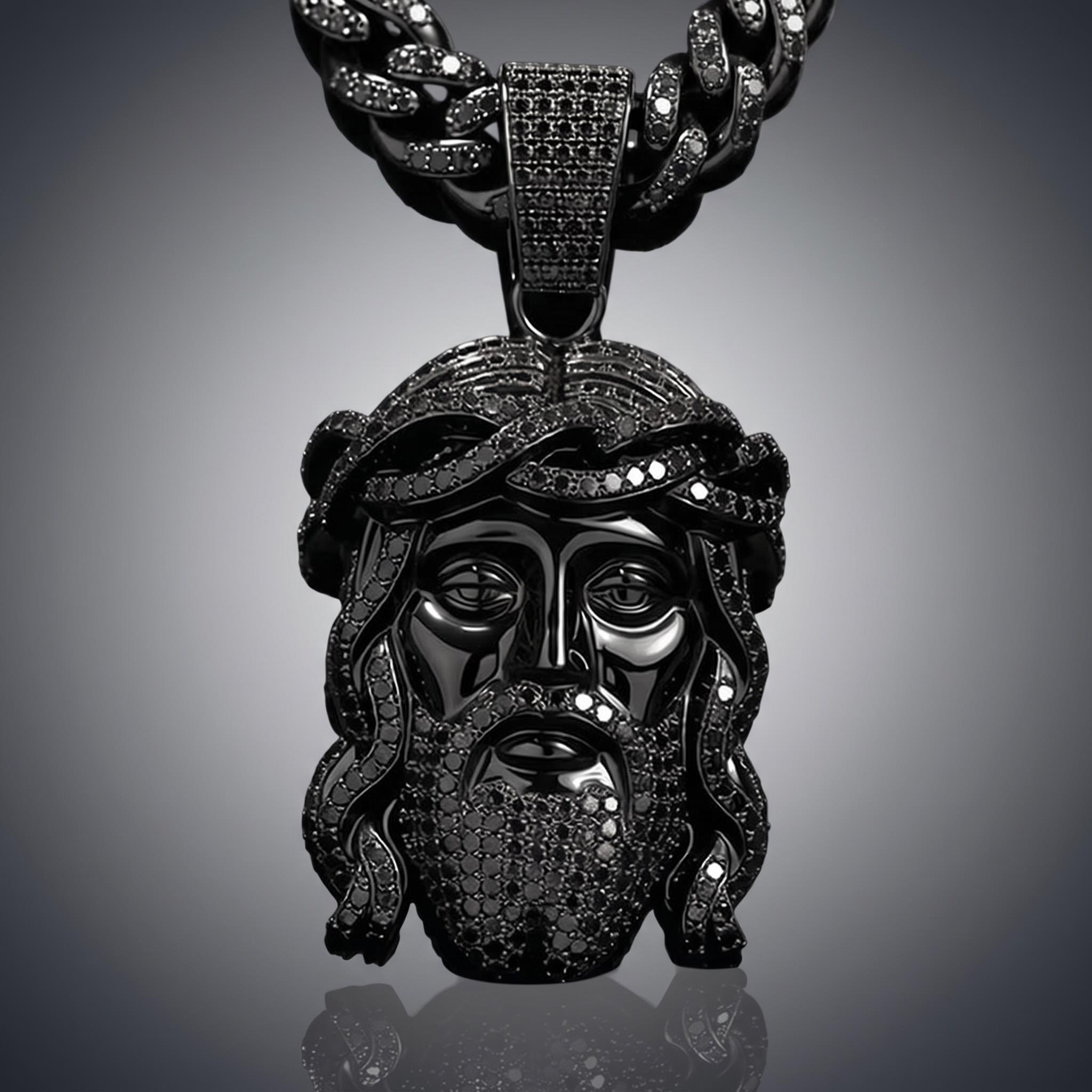 Iced Out Black Jesus Pendant