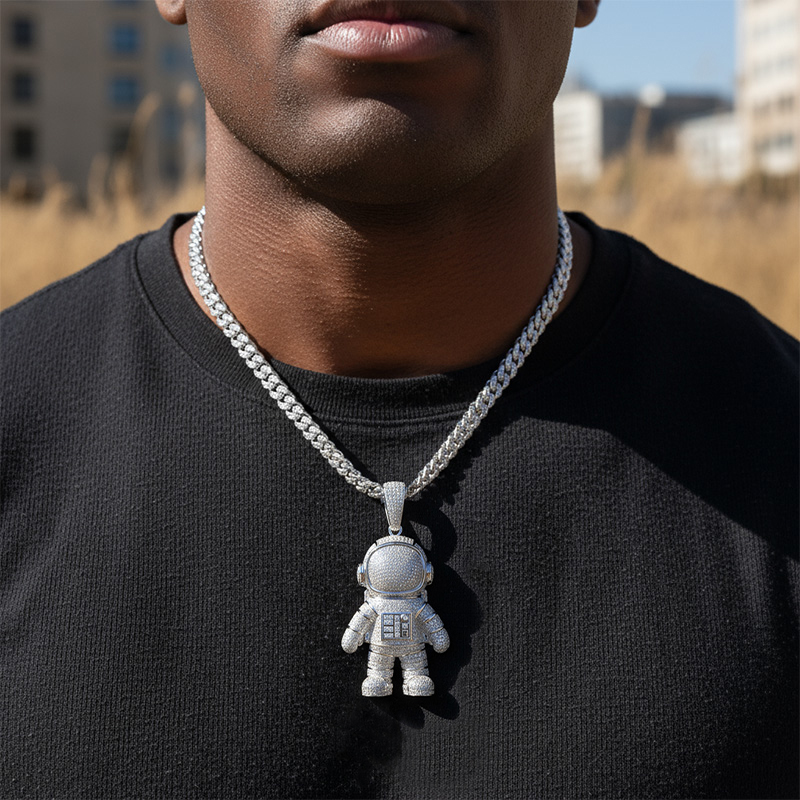 Iced Out Astronaut Pendant