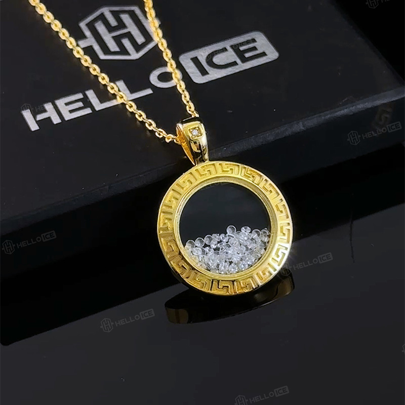 Greek Key Dancing Diamonds Pendent Necklace