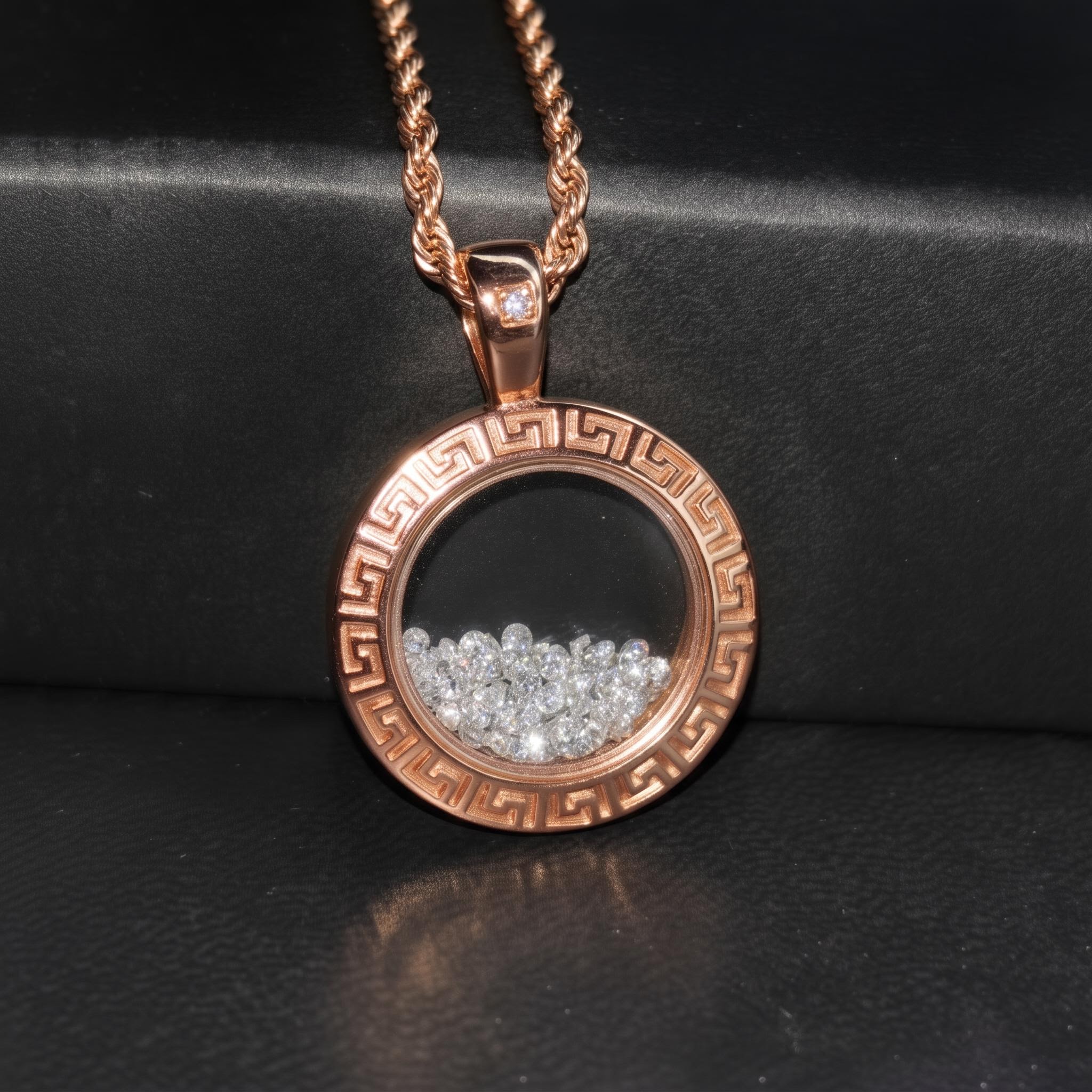 Greek Key Dancing Diamonds Pendent Necklace Greek Key Dancing Diamonds Pendent Necklace