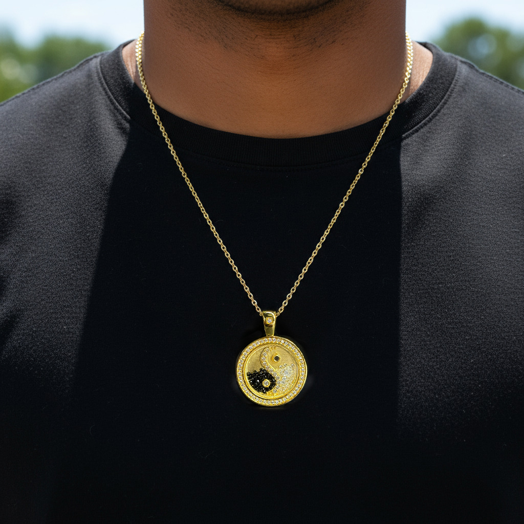 Yinyang Diagram Dancing Diamonds Pendent Necklace