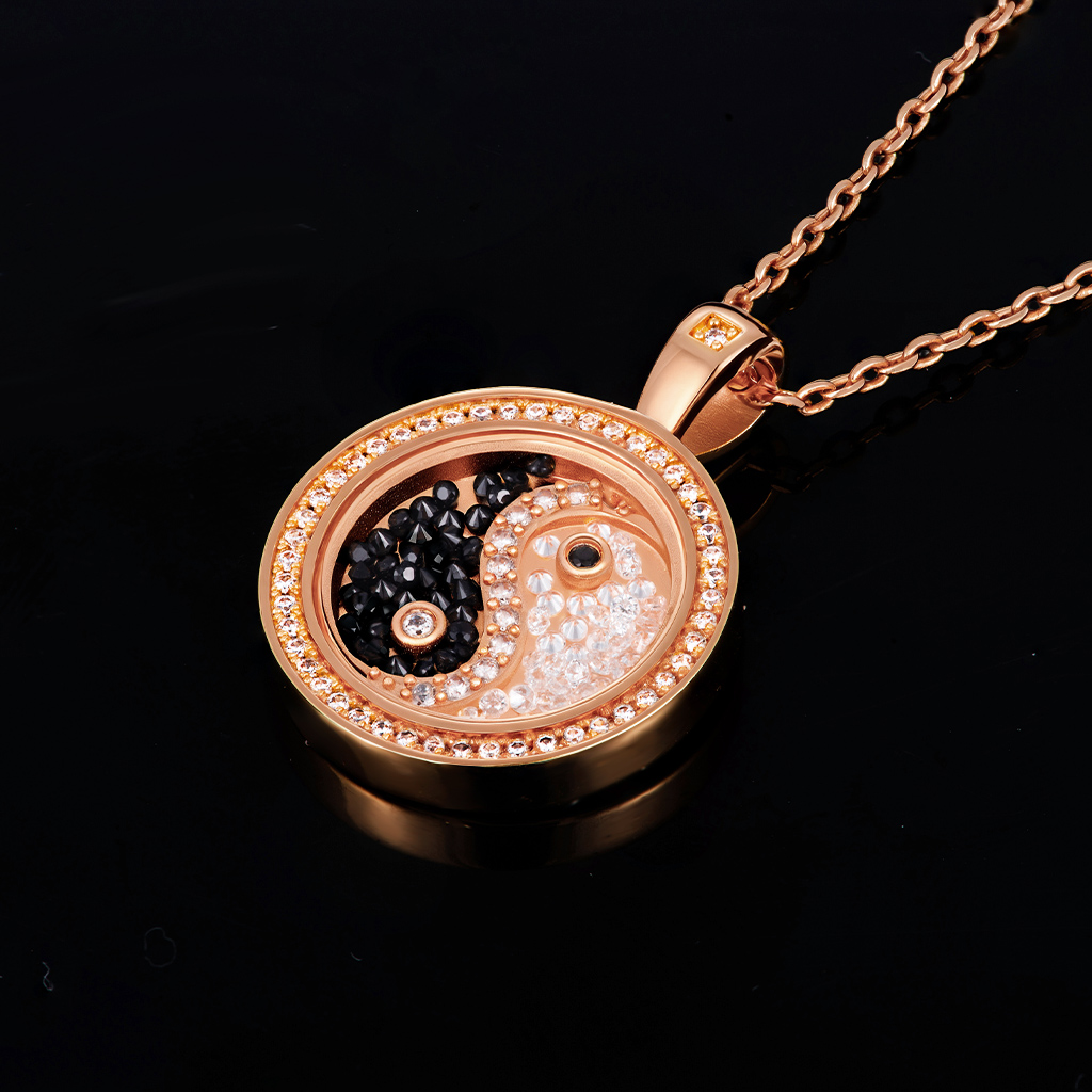 Yinyang Dancing Diamonds Pendent Necklace