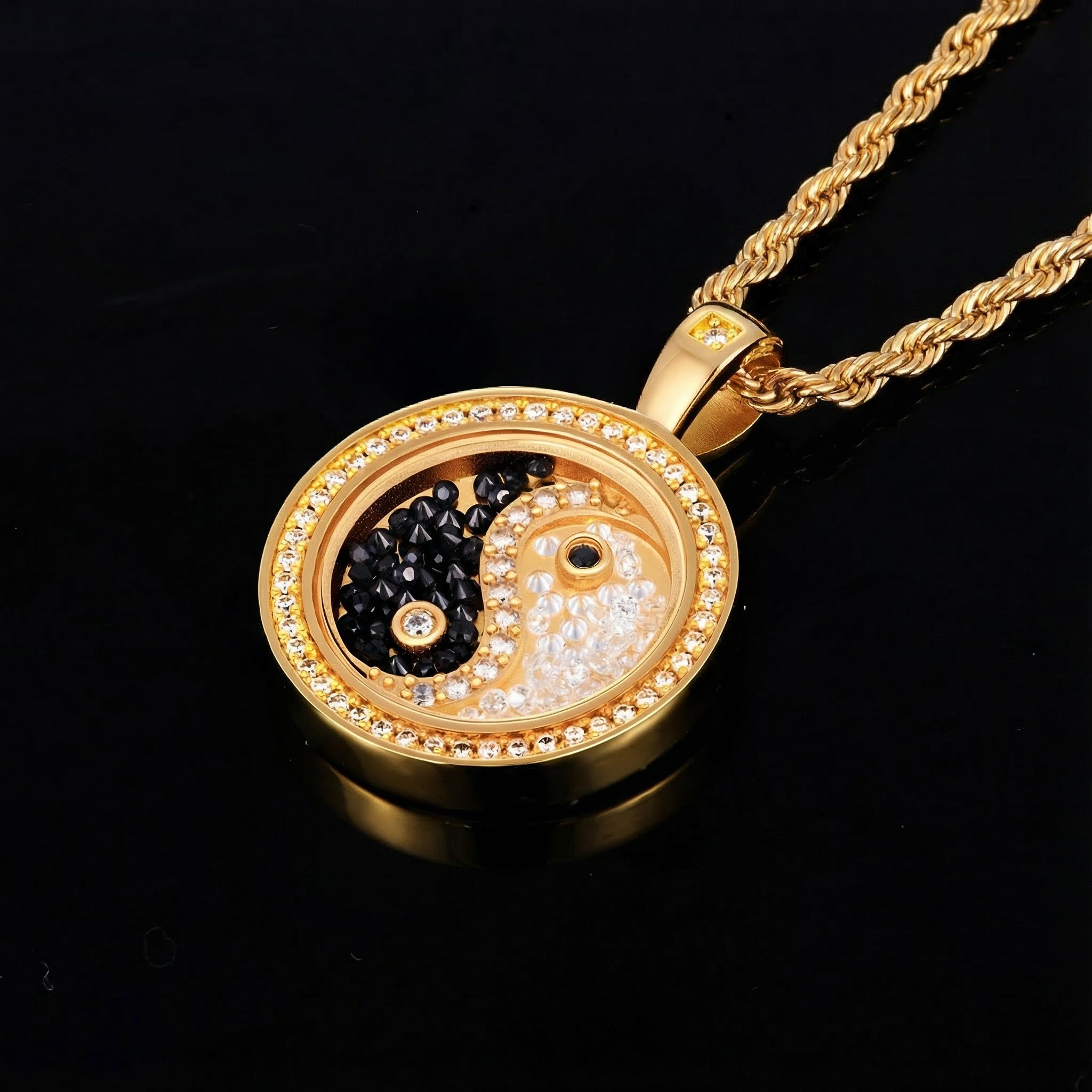 Yinyang Dancing Diamonds Pendent Necklace