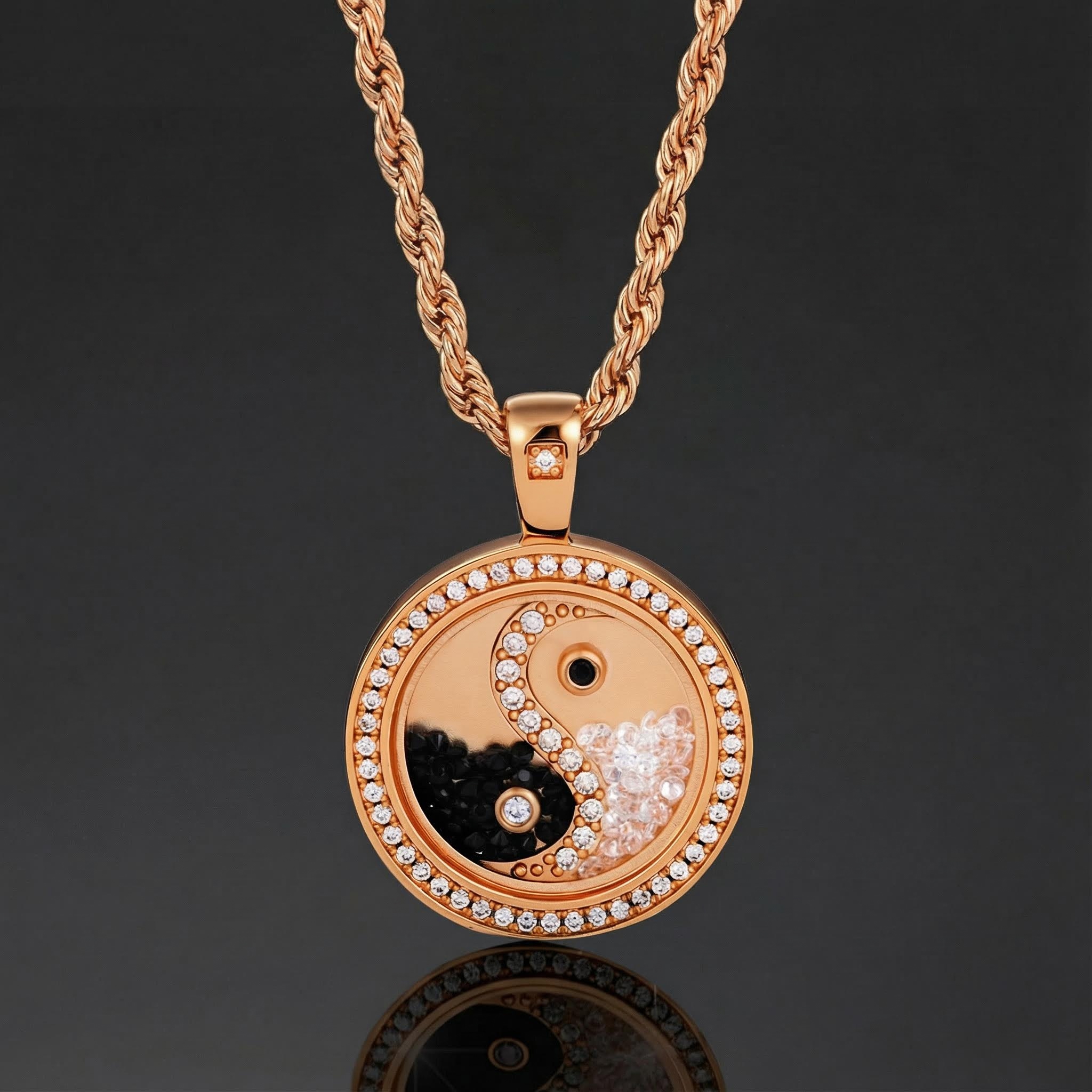 Yinyang Dancing Diamonds Pendent Necklace