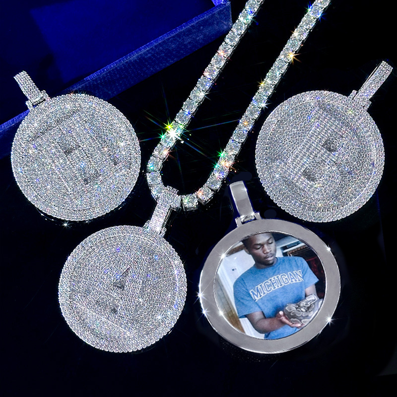 Iced Out A-Z 26 Letter & Photo Disc Pendant Iced Out A-Z 26 Letter & Photo Disc Pendant