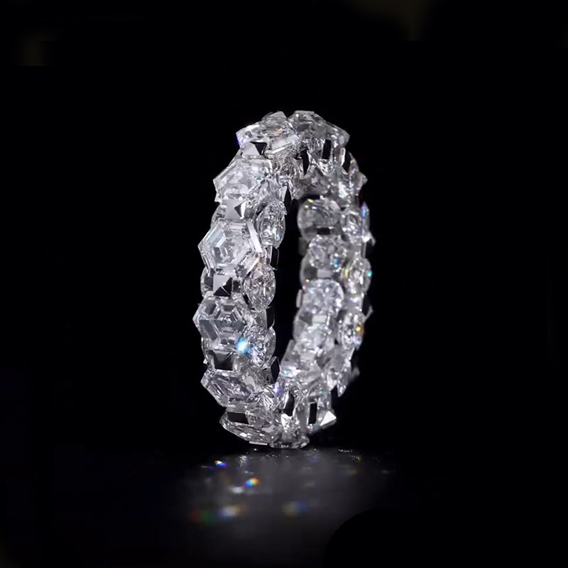 Hexagonal Cut Four Sides Iced Ring Hexagonal Cut Four Sides Iced Ring