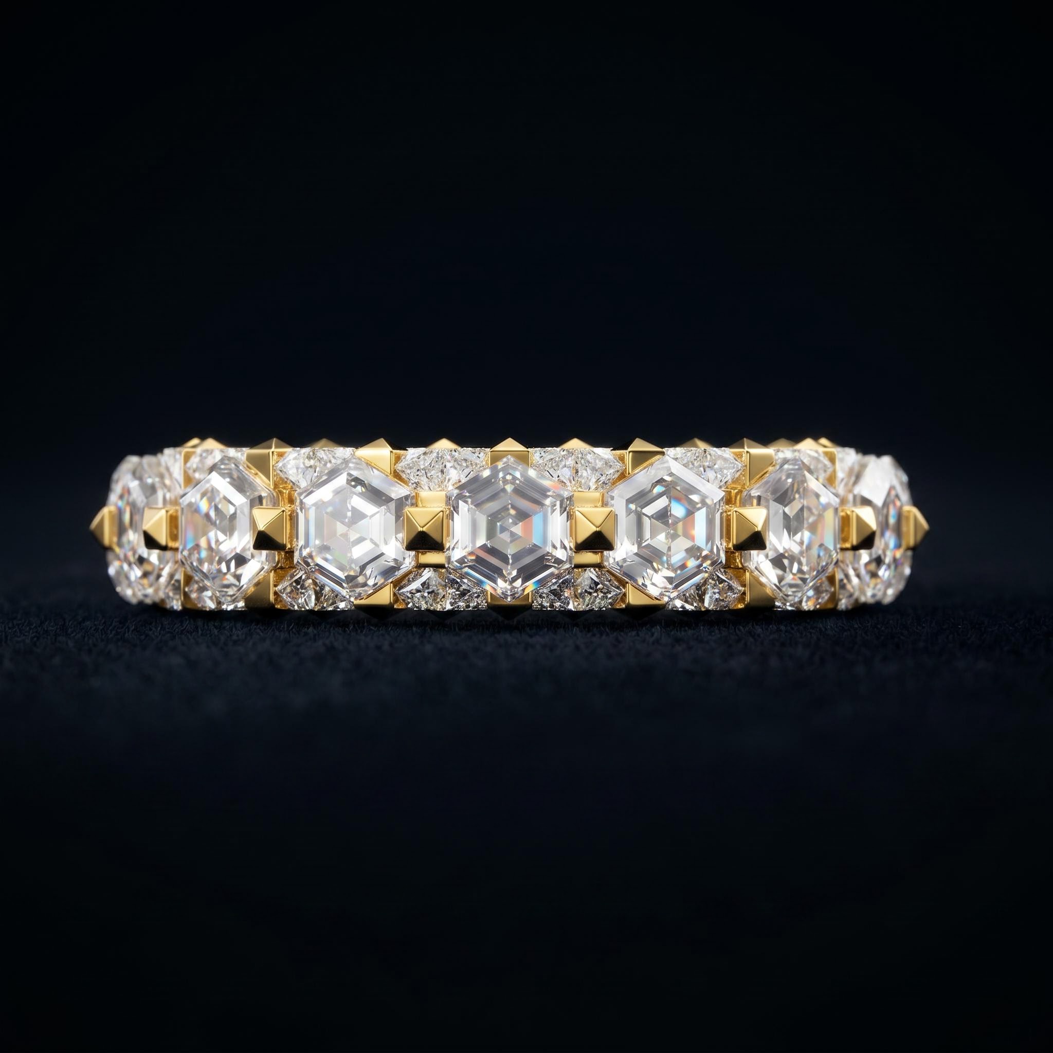 Hexagonal Cut Four Sides Iced Ring Hexagonal Cut Four Sides Iced Ring
